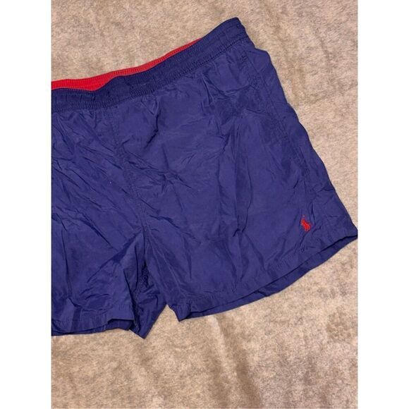 Nice Vintage Polo Ralph Lauren NAVY BLUE WITH  red LOGO swim Shorts - large Good - Picture 2 of 7